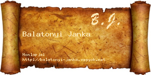 Balatonyi Janka névjegykártya